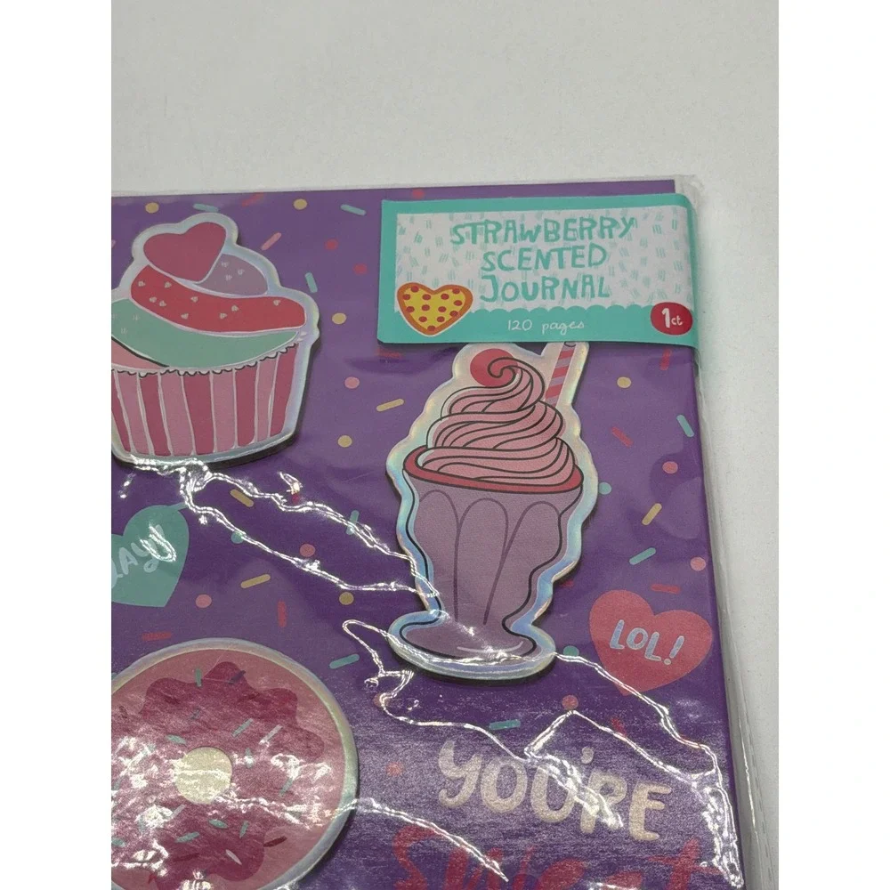 Strawberry Scented Journal Purple Dessert Hardcover Notebook 120 Pages New